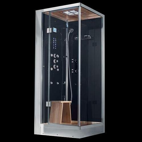 Hydra Square Steam Shower Enclosure (Teak, Left Handed). 1000x1000.