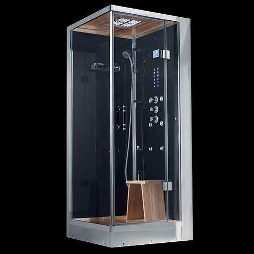 Hydra Square Steam Shower Enclosure (Teak, Right Handed). 1000x1000.