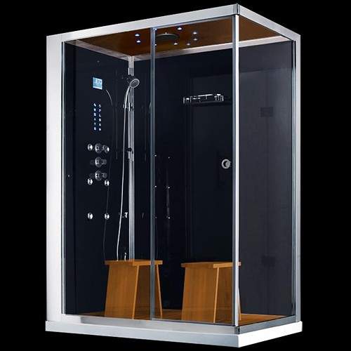 Hydra Rectangular Steam Shower Enclosure (Oak, Left Handed). 1500x900.