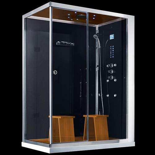 Hydra Rectangular Steam Shower Enclosure (Oak, Right Handed). 1500x900.