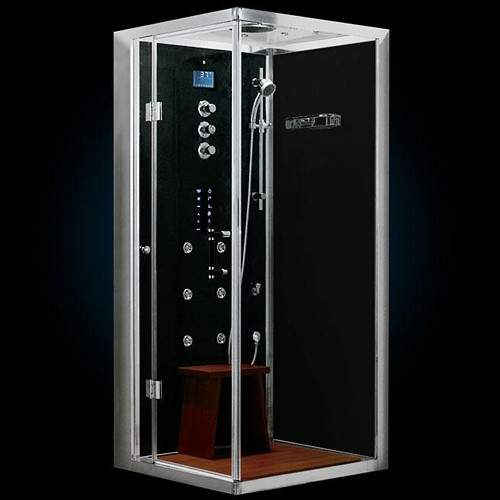 Hydra Steam Shower Enclosure For Wetrooms (Oak, Left Hand). 900x900.