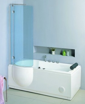 Hydra Pro Complete Shower Bath (Left Hand). 1680mm. 8 Jet whirlpool.