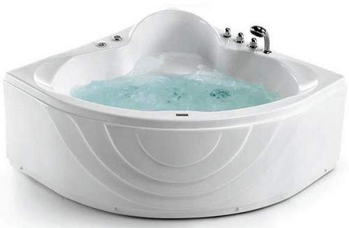 Hydra Corner Whirlpool Bath With Panel. 1300x1300mm.