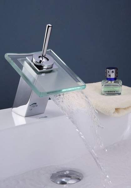 Hydra Square Waterfall Basin Mixer Tap With Square Column.