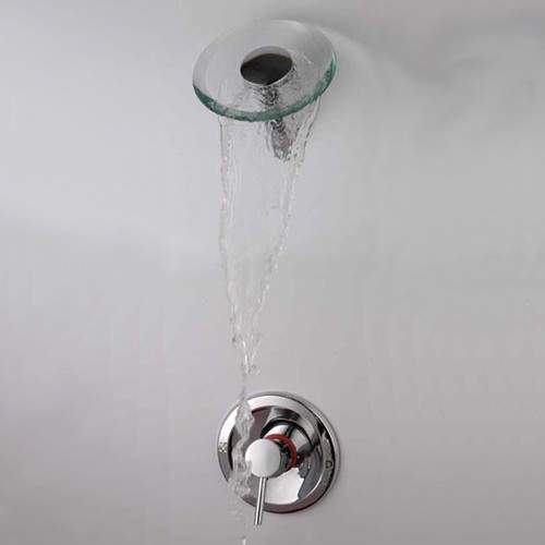 Aqua1 Shower Valve And Glass Waterfall Shower Head.