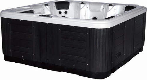 Hot Tub White Hydro Hot Tub (Black Cabinet & Yellow Cover).
