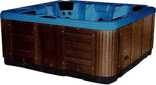 Hot Tub Blue Hydro Hot Tub (Chocolate Cabinet & Yellow Cover).