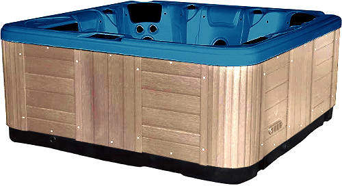 Hot Tub Blue Hydro Hot Tub (Light Yellow Cabinet & Grey Cover).