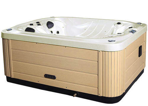 Hot Tub Pearl Mercury Hot Tub (Light Yellow Cabinet & Brown Cover).