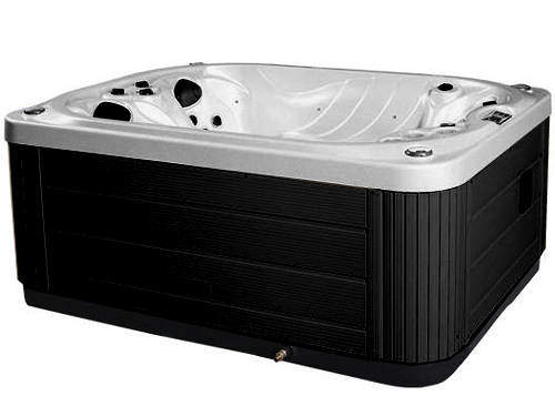 Hot Tub Silver Mercury Hot Tub (Black Cabinet & Yellow Cover).