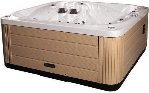 Hot Tub White Neptune Hot Tub (Light Yellow Cabinet & Brown Cover).