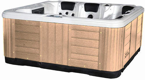 Hot Tub White Ocean Hot Tub (Light Yellow Cabinet & Brown Cover).