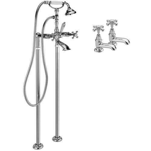 Tre Mercati Allora Basin & Floor Standing Bath Shower Mixer Tap (Chrome).