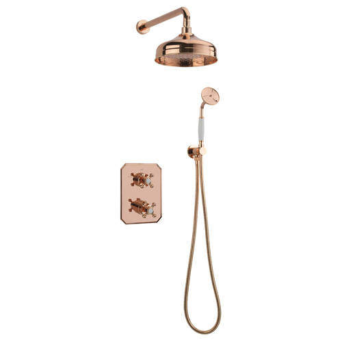 Tre Mercati Allora Thermostatic Shower Kit With Diverter (Rose Gold).