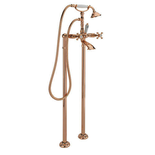 Tre Mercati Allora Floor Standing Bath Shower Mixer Tap & Kit (Rose Gold).