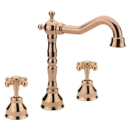 Tre Mercati Allora 3 Hole Basin Mixer Tap & Waste (Rose Gold).