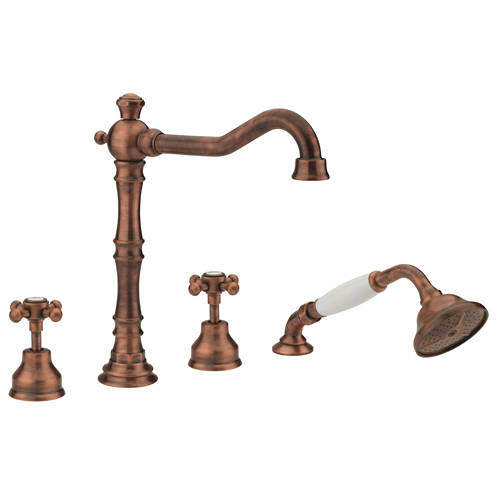 Tre Mercati Allora 4 Hole Bath Shower Mixer Tap & Kit (Copper).