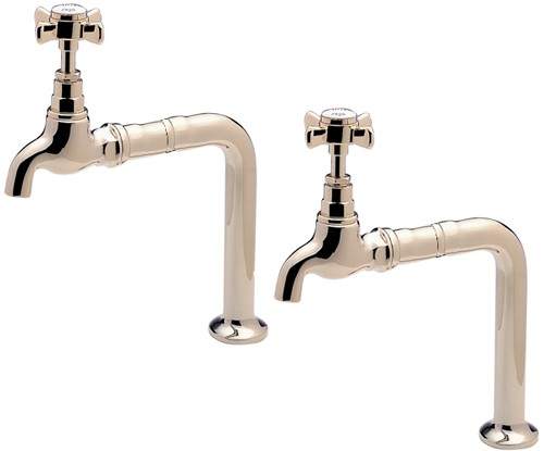 Tre Mercati Kitchen Bib Taps With Stands & Extensions (Gold, Pair).