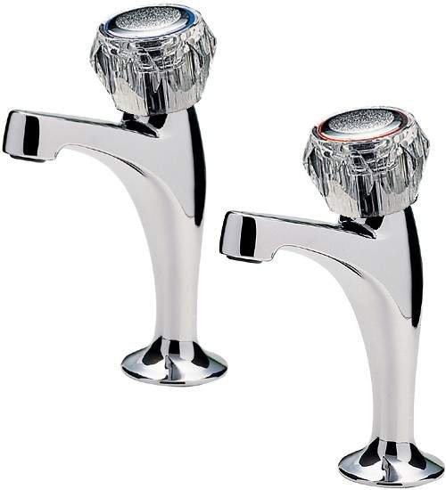 Tre Mercati Kitchen Capri High Neck Kitchen Taps With Clear Heads (Chrome).