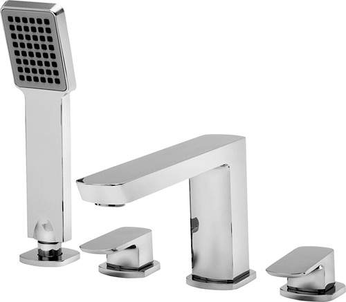 Tre Mercati Vamp 4 Tap Hole Bath Shower Mixer Tap With Shower Kit (Chrome).