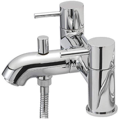 Tre Mercati Milan Pillar Bath Shower Mixer Tap With Kit (Chrome).