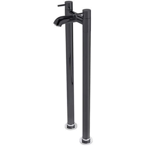 Tre Mercati Milan Floor Standing Pillar Bath Filler Tap (Matt Black).