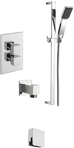 Tre Mercati Geysir Twin Thermostatic Shower Valve With Slide Rail & Bath Filler.