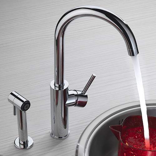 Tre Mercati Kitchen Nelly 2 Hole Kitchen Tap With Side Spray (Chrome).