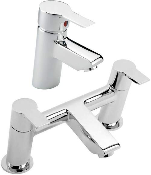 Tre Mercati Angle Bath Filler & Basin Tap Set (Chrome).