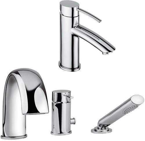 Tre Mercati Bella 3 Hole Bath Shower Mixer & Basin Tap Set (Chrome).