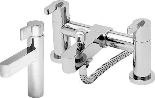 Tre Mercati Cabana Basin & Bath Shower Mixer Tap Set (Chrome).