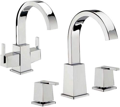 Tre Mercati Mr Darcy Basin Tap & 3 Hole Bath Filler Tap Set (Chrome).