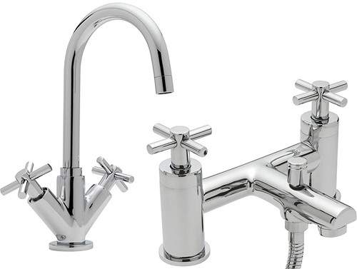 Tre Mercati Erin Bath Shower Mixer & Basin Tap Set (Chrome).