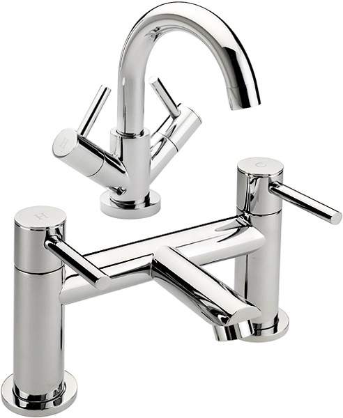 Tre Mercati Poppy Bath Filler & Basin Tap Set (Chrome).