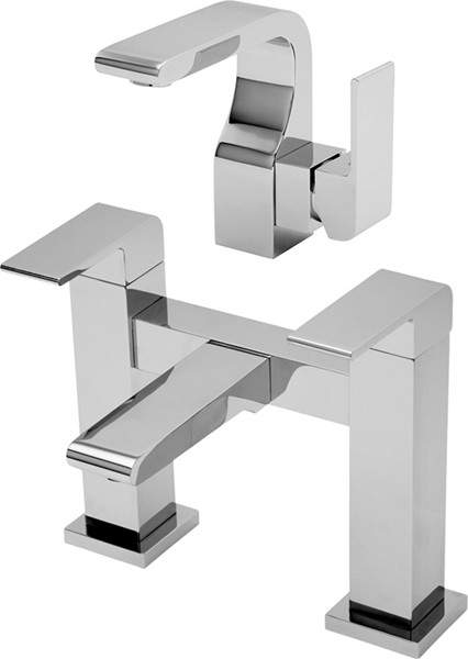 Tre Mercati Rubik Basin & Bath Filler Tap Set (Chrome).