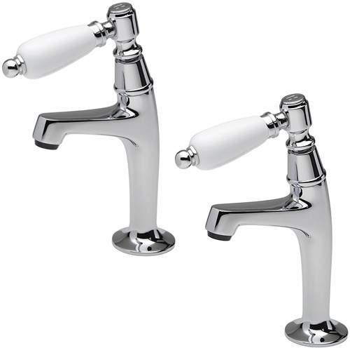 Tre Mercati Kitchen Series 900 Lever High Neck Pillar Taps (Chrome, Pair).