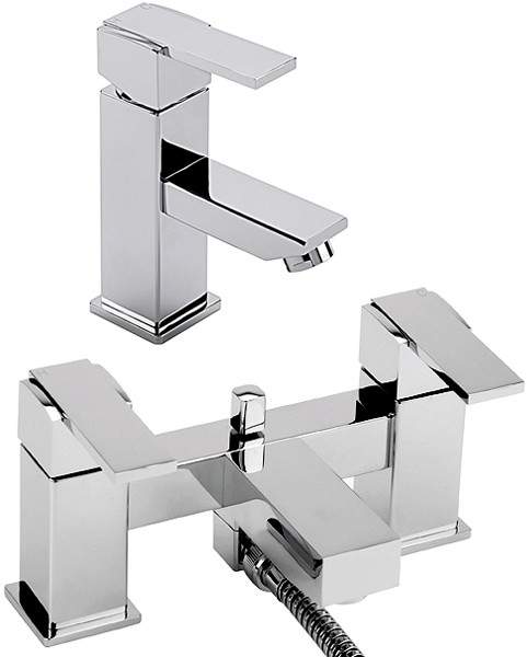 Tre Mercati Turn Me On Basin Tap & Bath Shower Mixer Tap Set (Chrome).