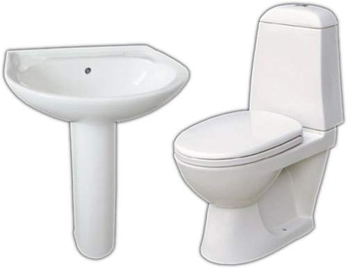 Thames Modern Comet four piece bathroom suite with 1 tap hole basin.