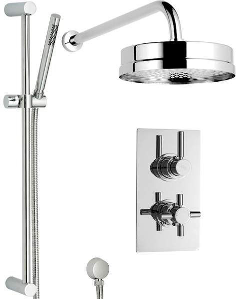 Hudson Reed Tec Twin Thermostatic Shower Valve, Diverter, Head & Slide Rail.