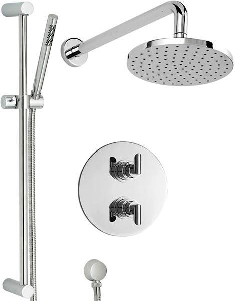 Hudson Reed Xeta Twin Thermostatic Shower Valve, Diverter, Head & Slide Rail.