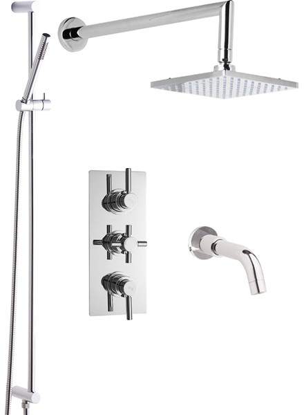 Hudson Reed Tec Triple Thermostatic Shower Valve, Spout, Head & Slide Rail Kit.