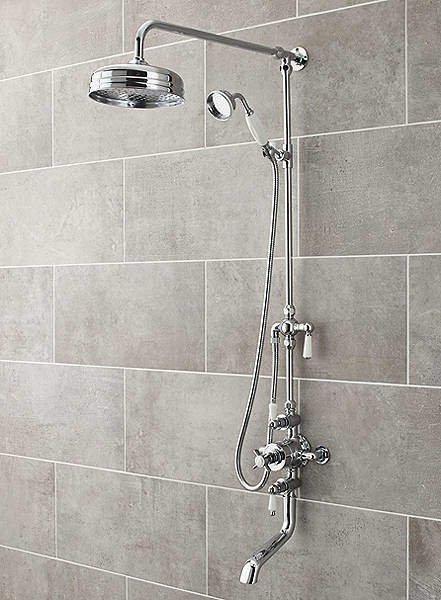 Ultra Showers Triple Exposed Valve With Rigid Riser Kit & Bath Spout.