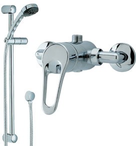 Emerald Manual single lever shower valve with slide rail kit (Chrome)
