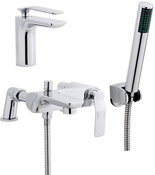 Ultra Alaric Mono Basin & Bath Shower Mixer Tap Set With Shower Kit  (Chrome).