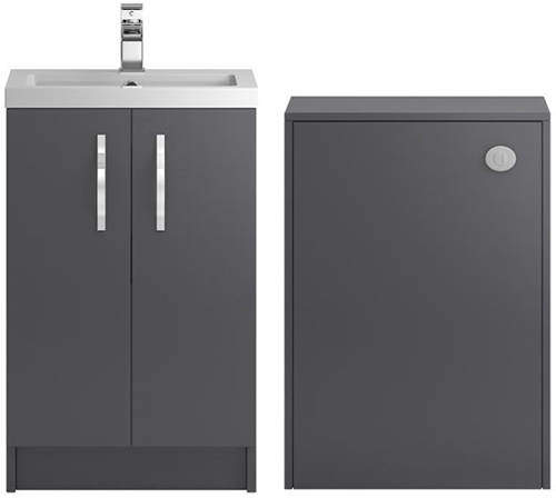 Hudson Reed Apollo Vanity Unit 500mm, Basin & WC Unit 600mm (Grey).