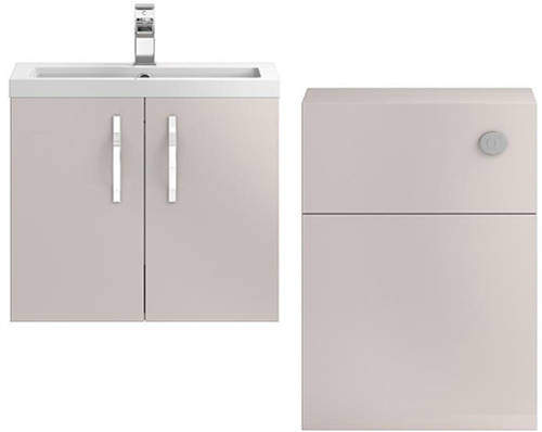 Hudson Reed Apollo Wall Vanity 600mm, Basin & WC Unit 600mm (Cashmere).