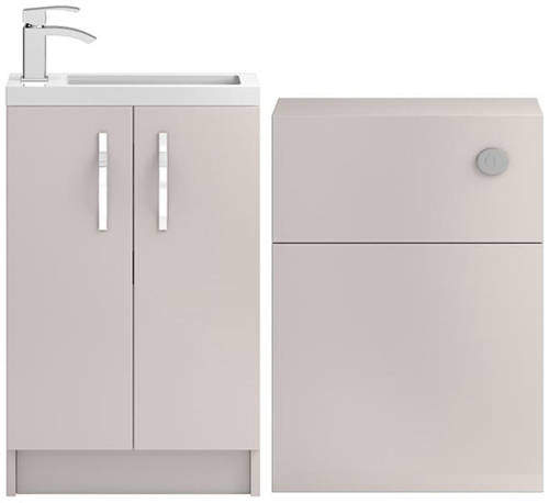 HR Apollo Compact Vanity Unit 500mm, Basin & WC Unit 600mm (Cashmere).