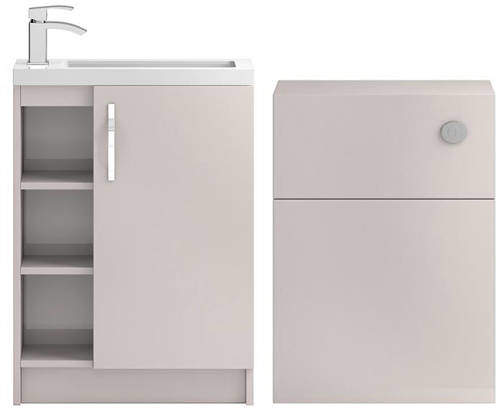 HR Apollo Compact Vanity Unit 600mm, Basin & WC Unit 600mm (Cashmere).