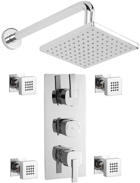 Hudson Reed Arcade Triple Thermostatic Shower Valve, Head & Jets.