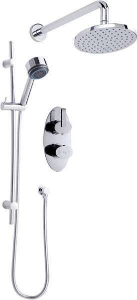 Hudson Reed Arina Twin Thermostatic Shower Valve, Diverter, Head & Slide Rail.